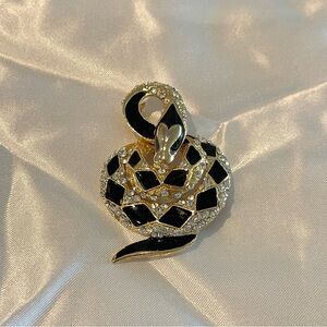 Susan Caplan Black and Gold Snake Brooch